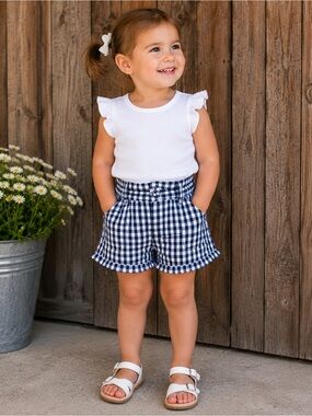 Gloria Jeans Navy Gingham Shorts 1–2T